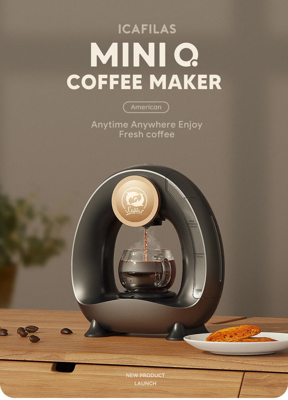 MINI Q Coffee Maker, Portable Machine Compatible with Coffee Powder & Tea