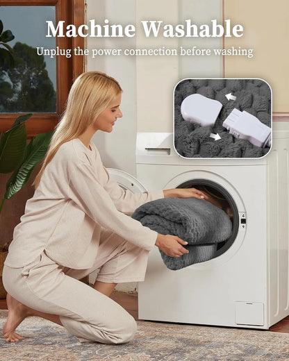 Heated Blanket with 10 Heat Settings, 9H Auto Shut Off Dual Control, Fast Heating, Soft Cozy Machine Washable