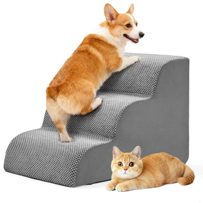 3-5 Step High-Density Foam Dog Stairs, Ramp for Small Dogs, Indoor Non-Slip Pet Ladder