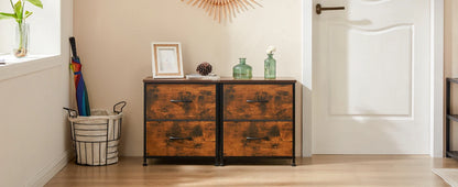 Nightstand, Table Storage For Bedroom 2 Fabric Drawers
