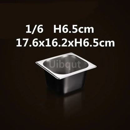 Square pot Kitchen Pans, 304 stainless steel 1/9 1/6 1/4 1/3 Food Chafing pans, Buffet Containers Lid 0.7 mm
