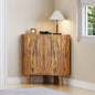 Farmhouse Corner Storage Cabinet with Adjustable Shelf, Industrial Wooden Corner Table