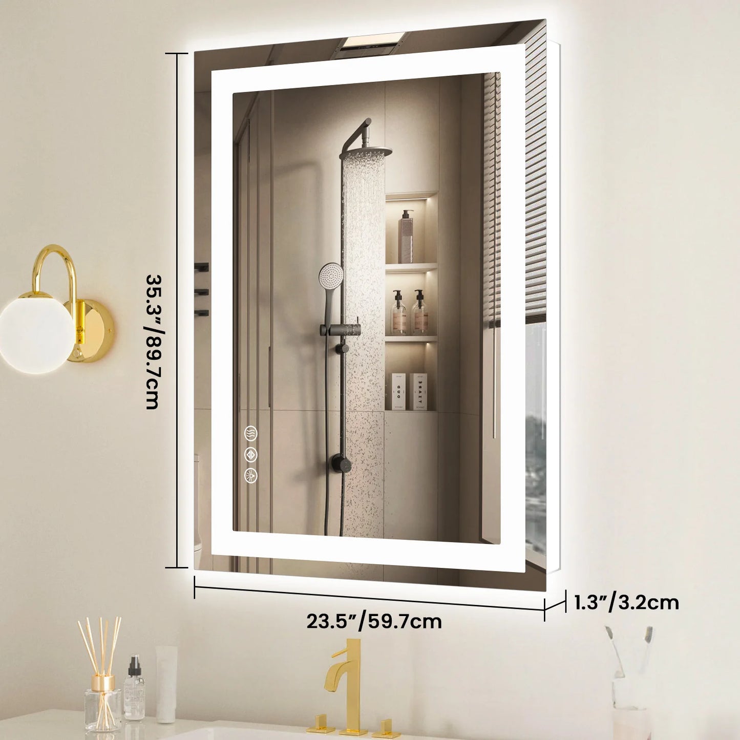 36"x 24"LED Mirror Tempered Glass with Front Light and Backlit