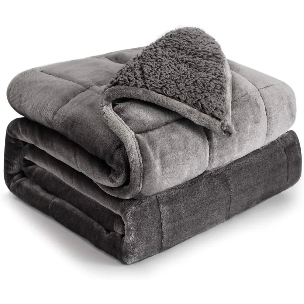 Sherpa Fleece Weighted Blanket, 48 x 72 inches, Grey