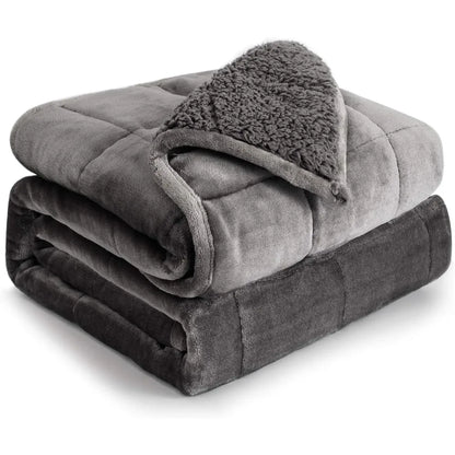 Sherpa Fleece Weighted Blanket, 48 x 72 inches, Grey
