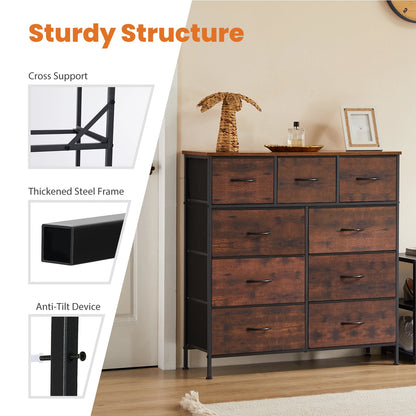 Dresser For Bedroom With 9 Fabric Storage Drawers, Tall Chest Organizer