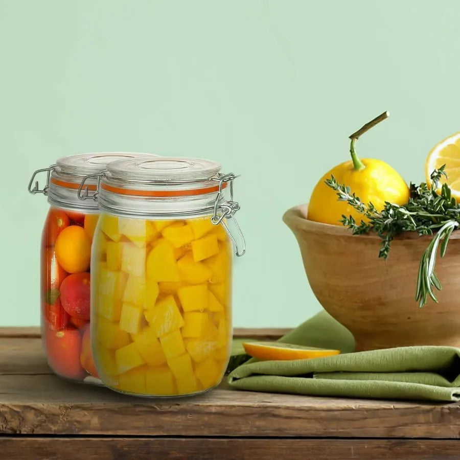 32 oz Wide Mouth Mason Jars with Airtight Hinged Lids, for Pickling, Fermentation, Canning, Food Storage