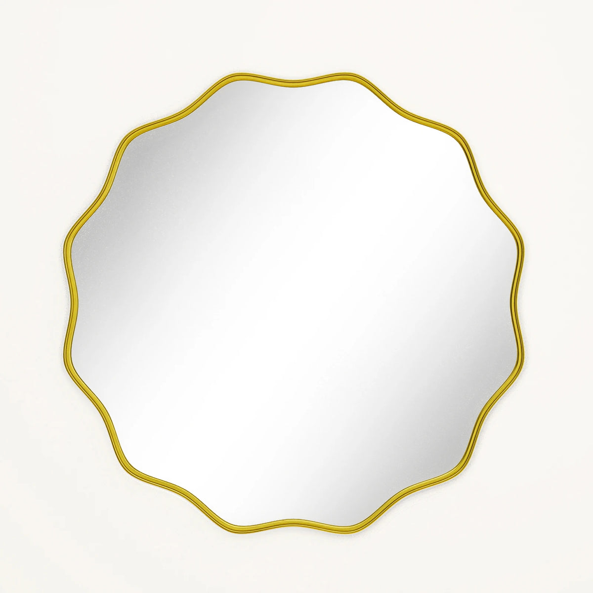 Decorative Wavy Round Bathroom Mirror with Deep Frame