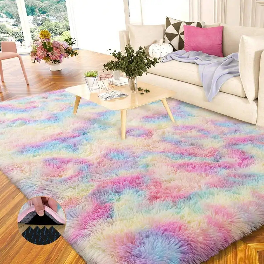 Soft Shag Rugs For Bedroom, Living Room, Luxury Modern Plush Carpet, Non-Slip