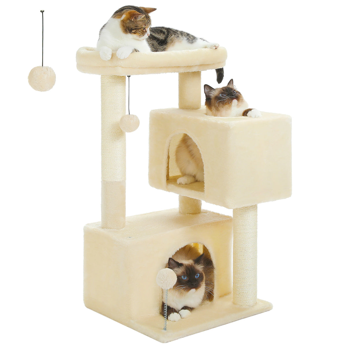 Large Cat Tree for Indoor Cats, Multi-Level Tower with Spacious Condos, Sisal Scratching Pad