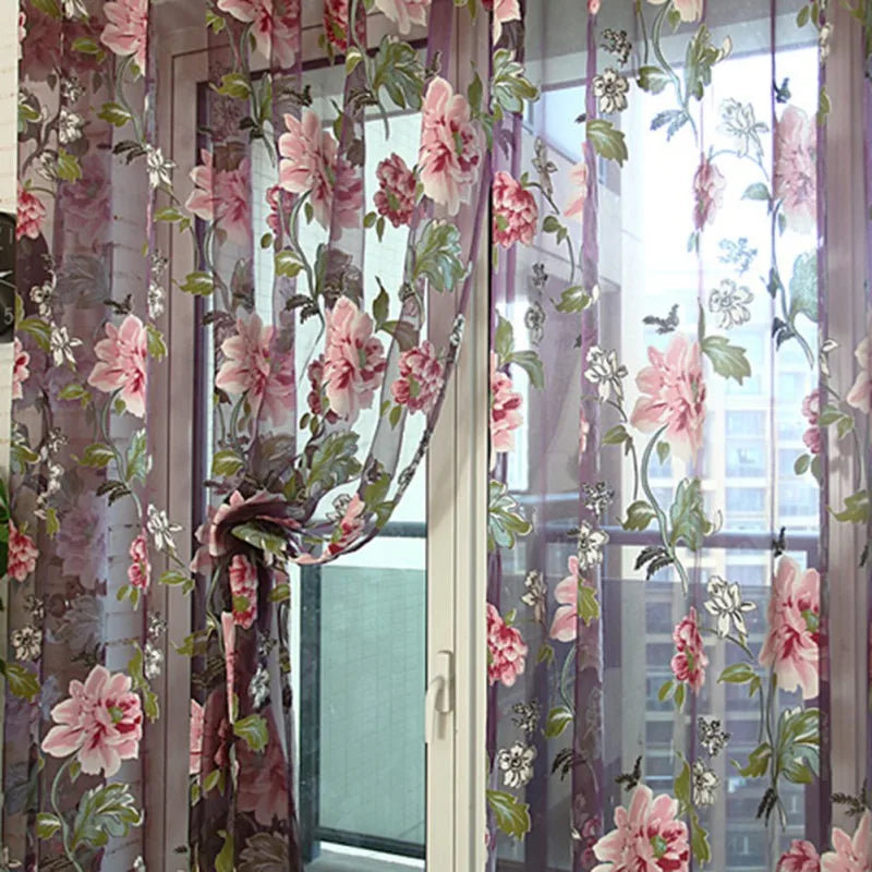 2PCS 100x200cm 3D Tulle Panel Draperies, Luxury Sheer