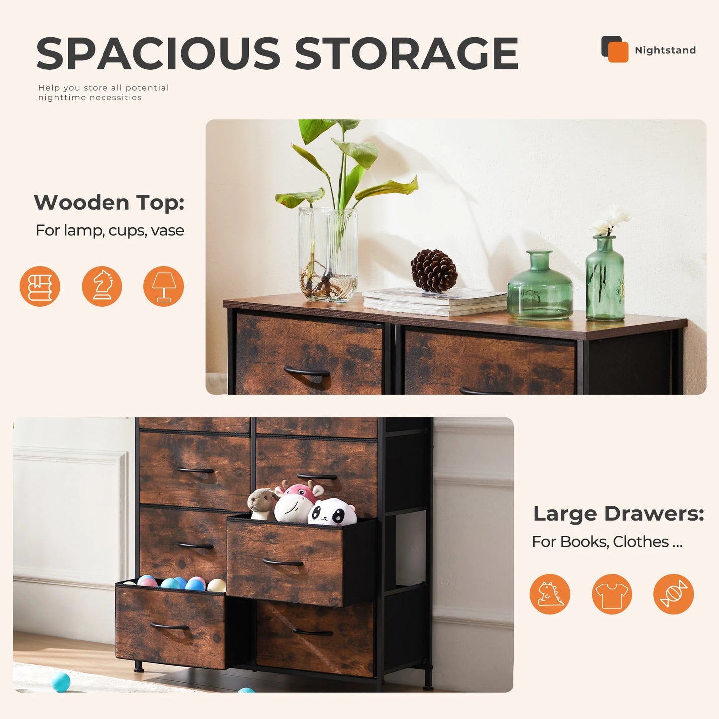 Cabinet For Living Room, Bedside, Nightstand, Dresser