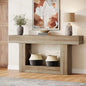 63" Console Table, Farmhouse 2-Tier Entryway Table with U-Shaped Base, Narrow Long Wood Sofa Table, Behind Couch Table
