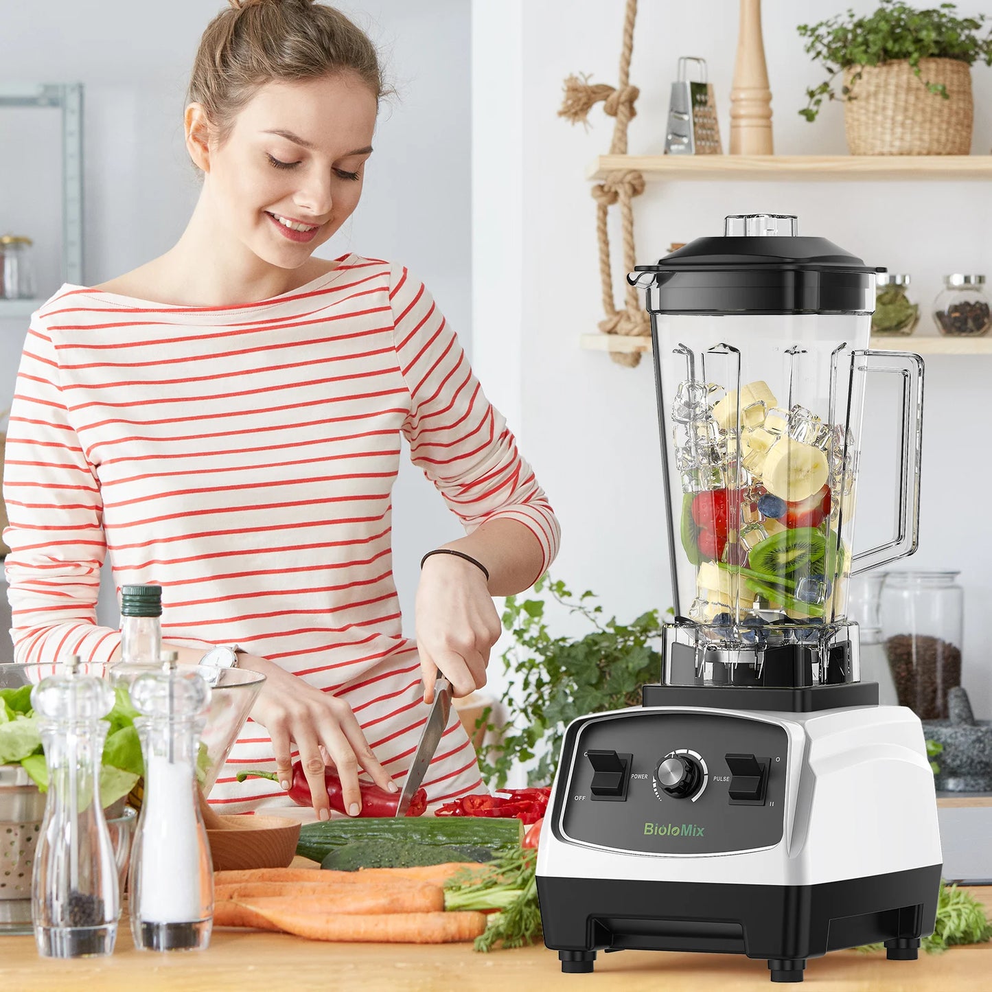 BPA Free 3HP 2200W Heavy Duty Grade Blender Juicer, High Power Food Processor, Smoothie Blender