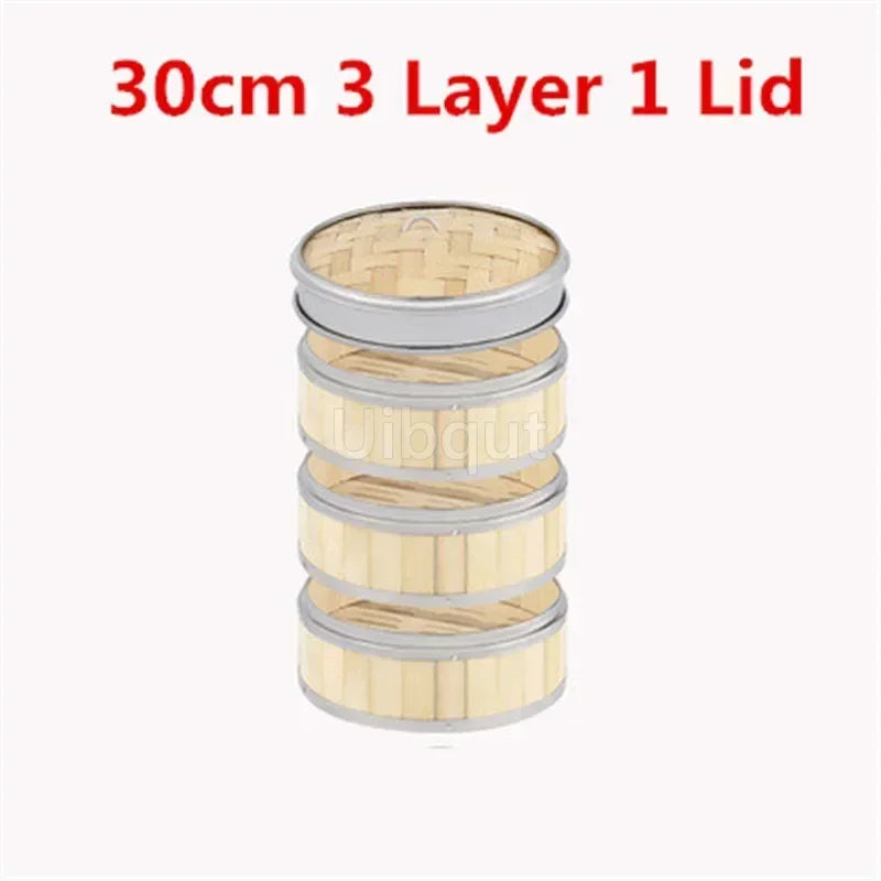 Bamboo Food Steamer basket with Stainless Steel Banding
