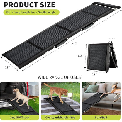Upgraded Folding Dog Ramp For Cars With Non-Slip Surface, Portable