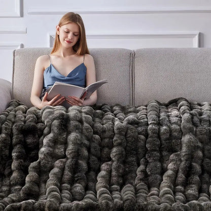Throw Blanket, Plush Warm and Thick Blanket, Tie-dye Grey, 50''*60''