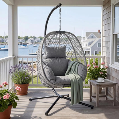 Double Outdoor Egg Swing Chair with Stand