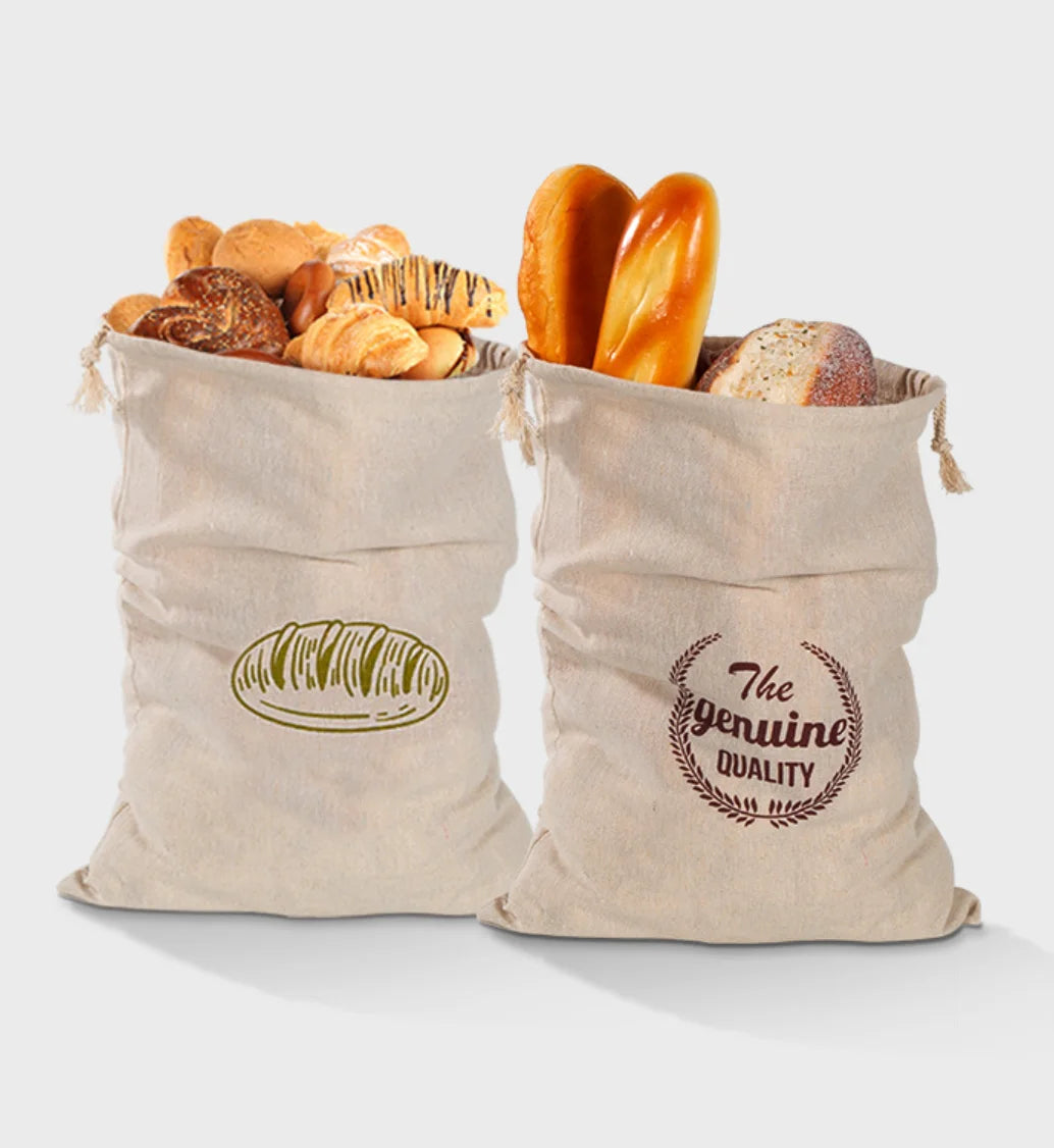 Linen Bread Bags with Drawstring For Loaf, Homemade Artisan Bread Storage,Reusable