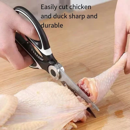 Multifunctional kitchen scissors, stainless steel