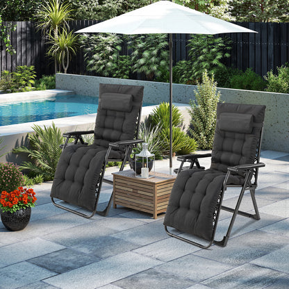 Zero Gravity Set of 2 Portable Recliner Lounge Chair with Cup Holder , Adjustable Trays and Pillow