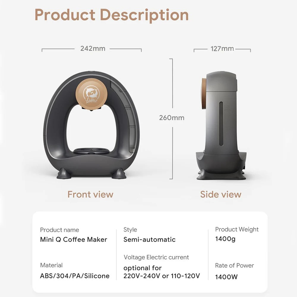 MINI Q Coffee Maker, Portable Machine Compatible with Coffee Powder & Tea