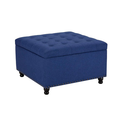 Large Square Storage Ottoman Bench, or coffee Table with Lift Top & Solid Wood Legs