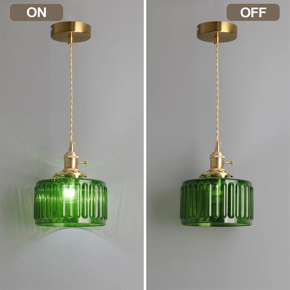 Led Crystal Pendant Light, Green Chandelier Modern Hanging Ceiling Lamp, Retro Home Decor
