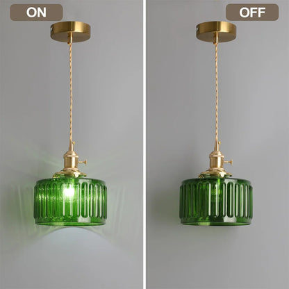 Led Crystal Pendant Light, Green Chandelier Modern Hanging Ceiling Lamp, Retro Home Decor