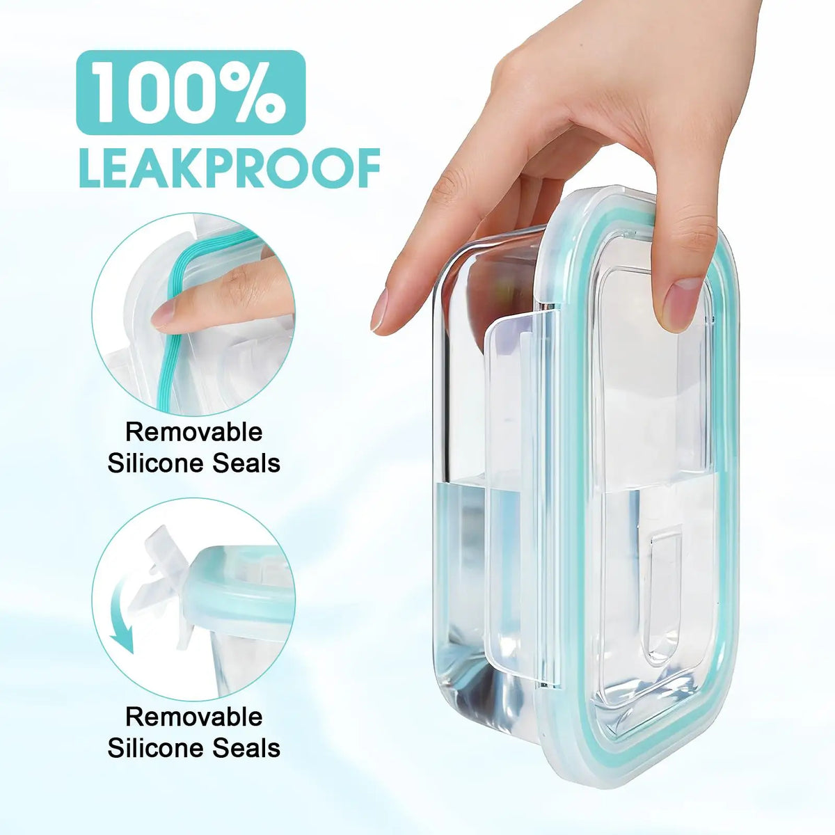16Pcs Airtight Glass Food Storage Containers Set (8 Bowls & 8 Lids) Leakproof Meal Prep, Microwave Oven Safe, Kitchen Accessories Refrigerator Organizer for Salad Bento