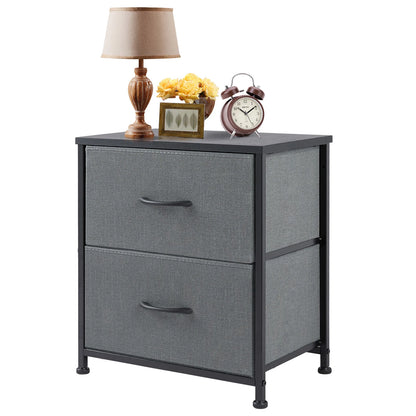 Nightstand, Table Storage For Bedroom 2 Fabric Drawers