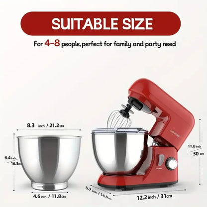 US Plug 1pc, 4.5 Qt Tilt-Head Electric Household Stand Mixer - 500W 6+P Speed