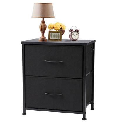 Nightstand, Table Storage For Bedroom 2 Fabric Drawers