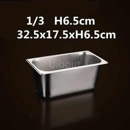Square pot Kitchen Pans, 304 stainless steel 1/9 1/6 1/4 1/3 Food Chafing pans, Buffet Containers Lid 0.7 mm