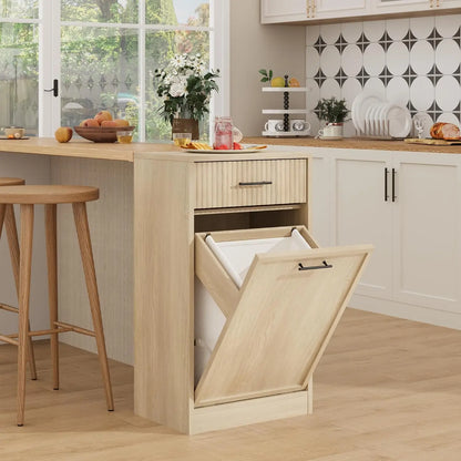 Tilt Out Laundry Hamper Cabinet With Drawer And Baskets, Wooden Laundry Basket For Bathroom ojr Bedroom