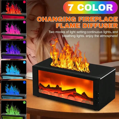 Upgraded 300ml Fireplace Diffuser, Essential Oil, 7 Colorful Large Flame Fire Humidifier Changing Aroma Diffuser for Aromatherapy