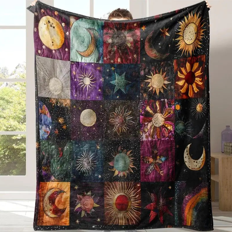 Star & Moon Pattern Boho Blanket