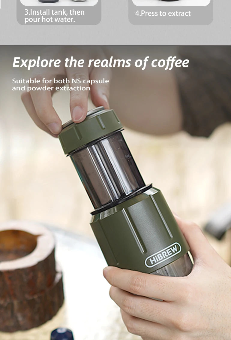 2 in 1 Portable Coffee Machine, Hot/Cold Water Manual Espresso Maker For Capsule & Ground