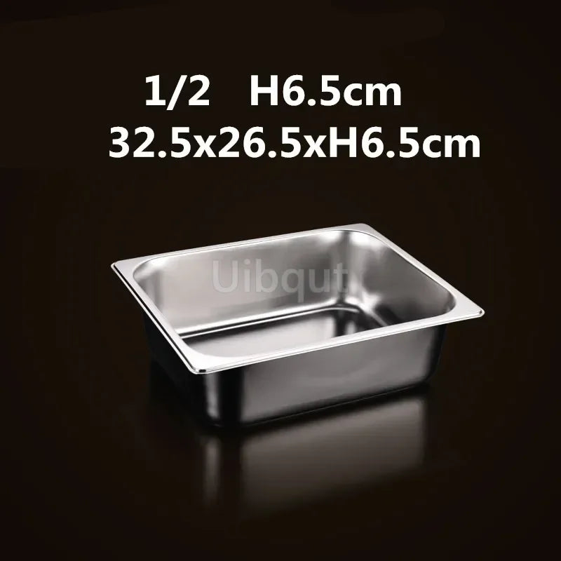 Square pot Kitchen Pans, 304 stainless steel 1/9 1/6 1/4 1/3 Food Chafing pans, Buffet Containers Lid 0.7 mm