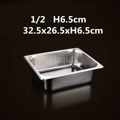 Square pot Kitchen Pans, 304 stainless steel 1/9 1/6 1/4 1/3 Food Chafing pans, Buffet Containers Lid 0.7 mm