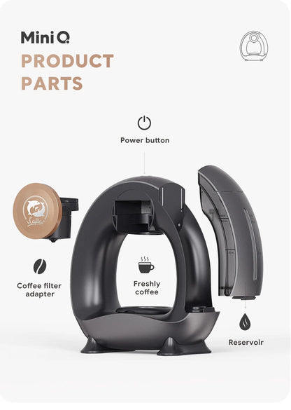MINI Q Coffee Maker, Portable Machine Compatible with Coffee Powder & Tea