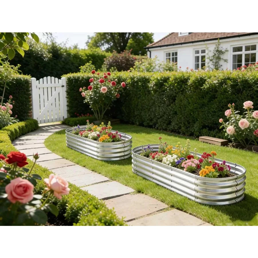 6 ft x 2 ft Raised Garden Bed, Metal Elevated Planter for Vegetable Flower Herb 2pk