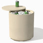 21in Outdoor Cooler Side Table, Modern, Stone-Plastic Composite,Weather Resistant