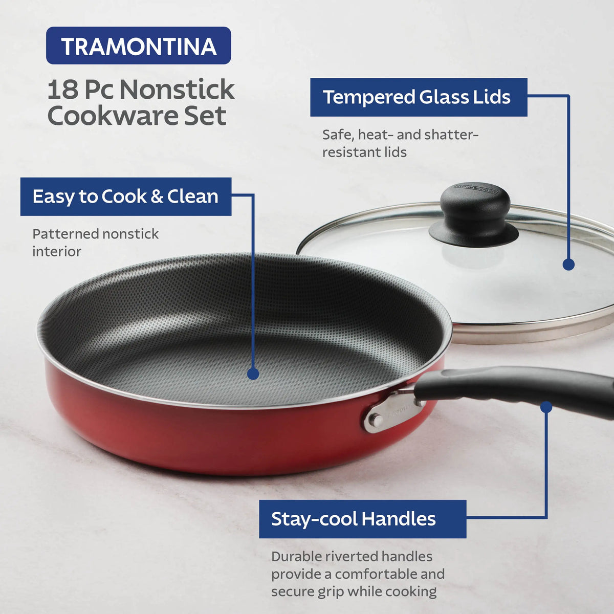 18-Piece Nonstick Cookware Set, Asphalt