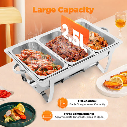 Stainless Steel Chafing Dish Buffet Set, Rectangular Catering Chafer