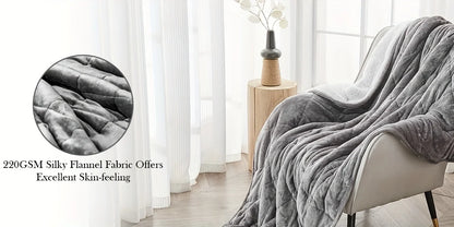Cozy Fleece Weighted Blanket – 15 lb, Queen Size (60" x 80") – Gray Fuzzy Texture