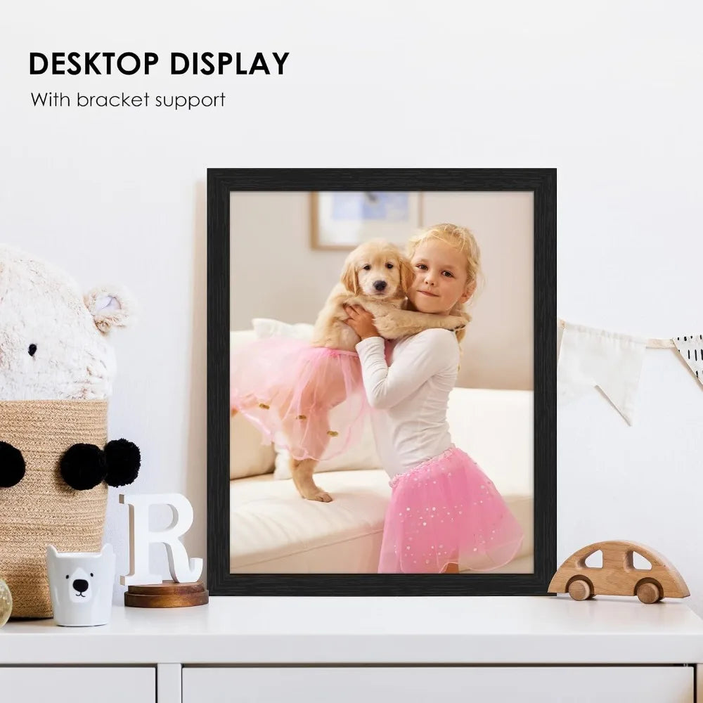 8x10 Picture Frame Set of 6, Black with HD Plexiglass, for Wall Mounting or Tabletop Display