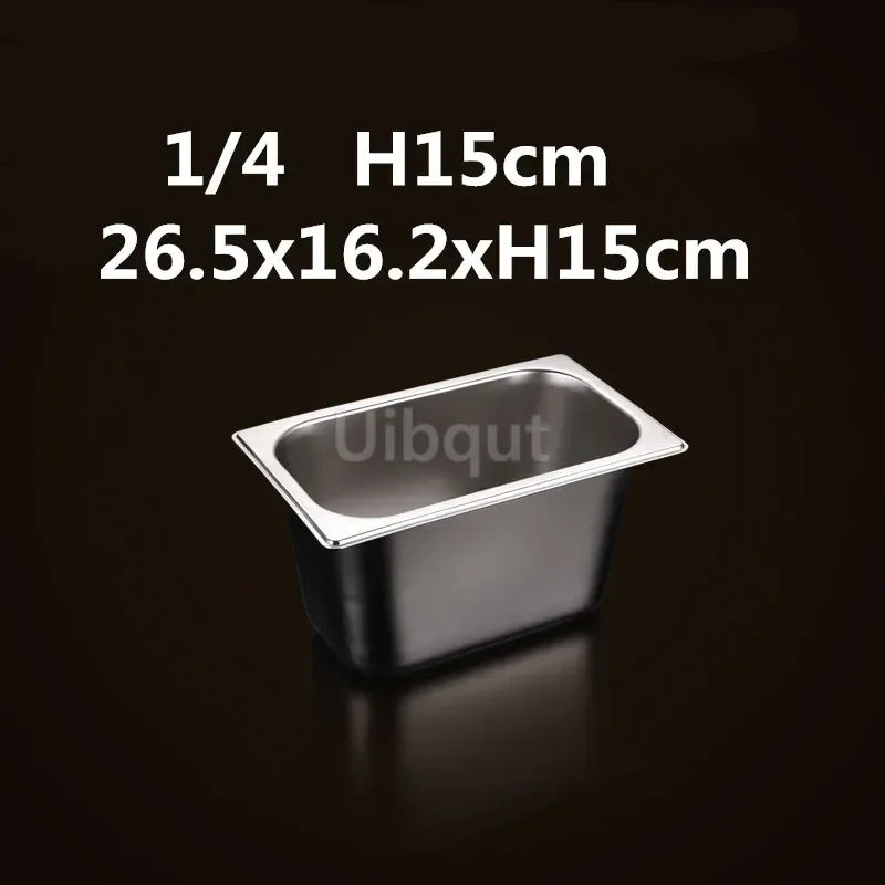 Square pot Kitchen Pans, 304 stainless steel 1/9 1/6 1/4 1/3 Food Chafing pans, Buffet Containers Lid 0.7 mm