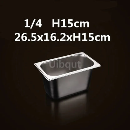 Square pot Kitchen Pans, 304 stainless steel 1/9 1/6 1/4 1/3 Food Chafing pans, Buffet Containers Lid 0.7 mm
