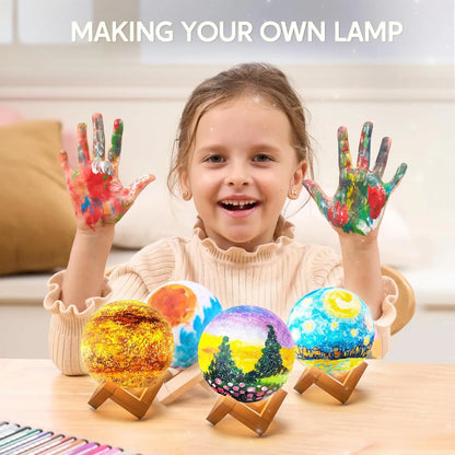 DIY 3D Moon Night Light For Kids, Paint Your Own Moon Lamp Kit